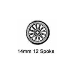 Roue à 12 rayons essieu bogie sans pointes diamètre 14mm