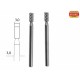 Fraise embout en acier wolfram-vanadium axe 3,0 mm - 2 pcs