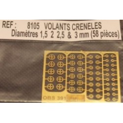 58 volants creneles modèles diamètres (1,5, 2, 2,5 et 3 mm)
