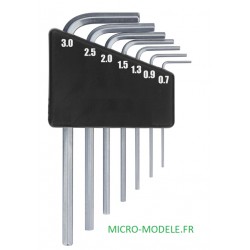 Jeu de 7 clés 6 pans Allen de 0,7 à 3