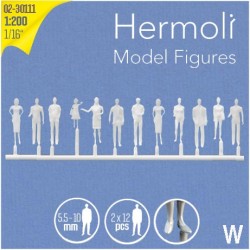 Personnages 3D 1:200. 24 figurines blanches, debout
