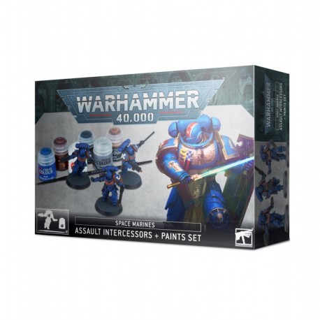 40K - SPACE MARINES ASSAULT INTERCESSORS + PAINTS SET