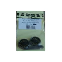 Roues à 12 rayons - Axe 2 mm (3 axes) - Diamètre : 16,5 mm