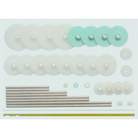Jeu de roues dentés avec axes inclus de 3 mm