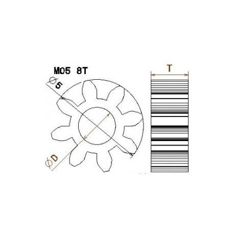 Roue module 0,5 en delrin Dents : 8 pour Jouef