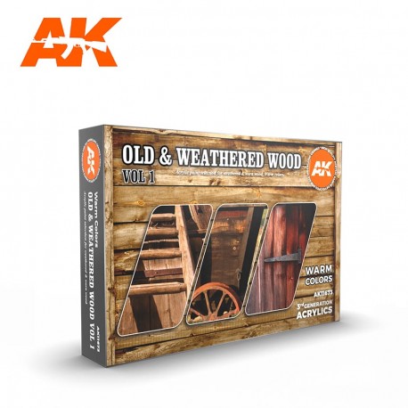 AK11673 OLD & WEATHERED WOOD Vol.1 (Acrylic Paint Set)